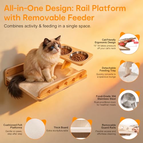Estante de pared para gatos 8 en 1 para gatos grandes de madera miniatura 5