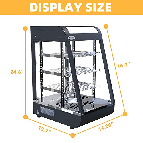 Commercial Food Warmer - Nurxiovo Countertop Pizza Warmers Display L15 x W19 x H25\'\' Pastry Patty Warmer Case for Buffet Restaurant Shop Heater Food Service - Thumbnail 2
