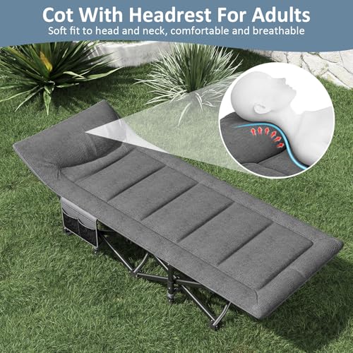 Mopaicot Cama plegable de camping con colchón acolchado, cuna portátil para invitados con bolsa de transporte, color gris - imagen 5