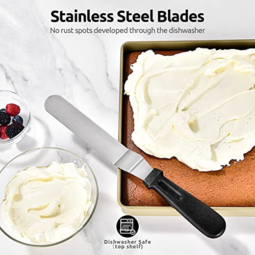 Image of Icing Spatula, U-Taste Offset Spatula Set with 6 inch, 8 inch, 10 inch Blade,Stainless Steel Angled Cake Decorating Frosting Spatula Set of 3 (Black)