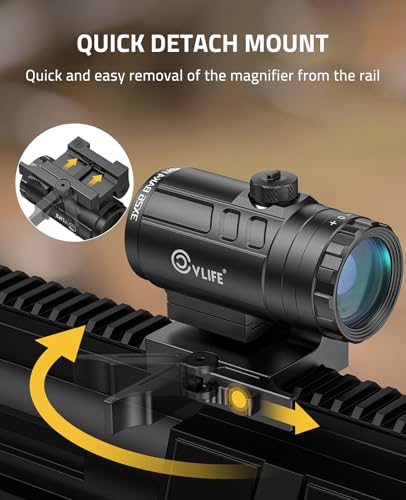 Image of CVLIFE 3X Red Dot Magnifier with Quick-Release and Flip-to-Side Mount,2.95in Eye Relief,Absolute and Lower 1 /3 Co-Witness Red Dot Sight with Magnifier,1000G Shockproof & IP67 Waterproof
