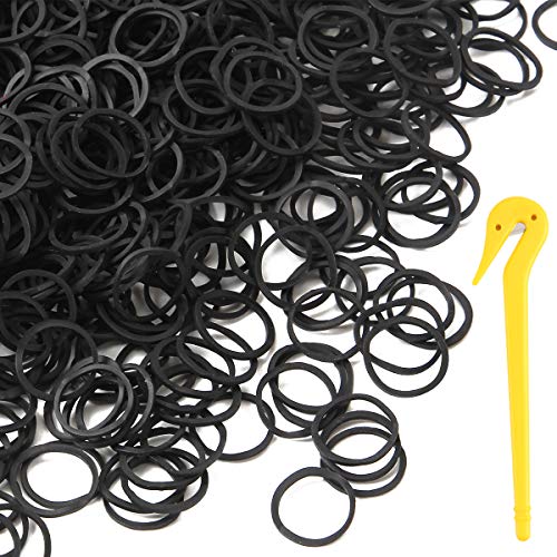 Yeipis 1200 Mini Rubber Bands Soft Elastic Bands for Kids, Audits, Ponytails, Braids Hair, with Elastic Hair Bands Remover (Black)