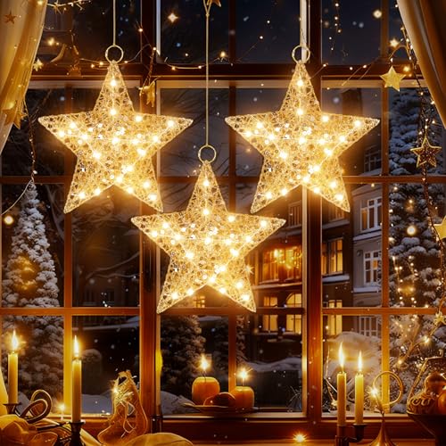 Baquler 3 Pcs 7.9 Inch Christmas Glitter Star...