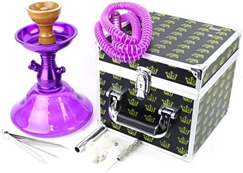 Purple Modern Small Design 1 Hose 10" Hookah Complete Set W/Travel Carrying Case (Purple) 1025