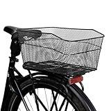 Metall Fahrradkorb schwarz für Gepäckträger - 40 x 30 cm - Einkaufskorb für Fahrräder zur Festmontage - Einkaufskorb Transportkorb Metallkorb Korb Tasche für Fahrrad engmaschig