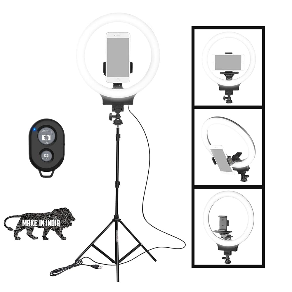 Osaka® 10" Professional LED Ring Light with Tripod Stand for Mobile Phones & Camera, 3 Color Temperature Mode Dimmable Lighting for Photo Shoot YouTube Video Shooting with Bluetooth for Andoid/iOS-image-11