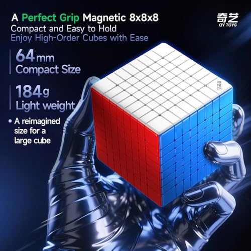 Image of QiYi 8x8 Magnetic Speed Cube | Ball-Core Design and Core Positioning | Ultra-Lightweight 184g and Compact 64mm Flagship 8x8x8 Professional Puzzle