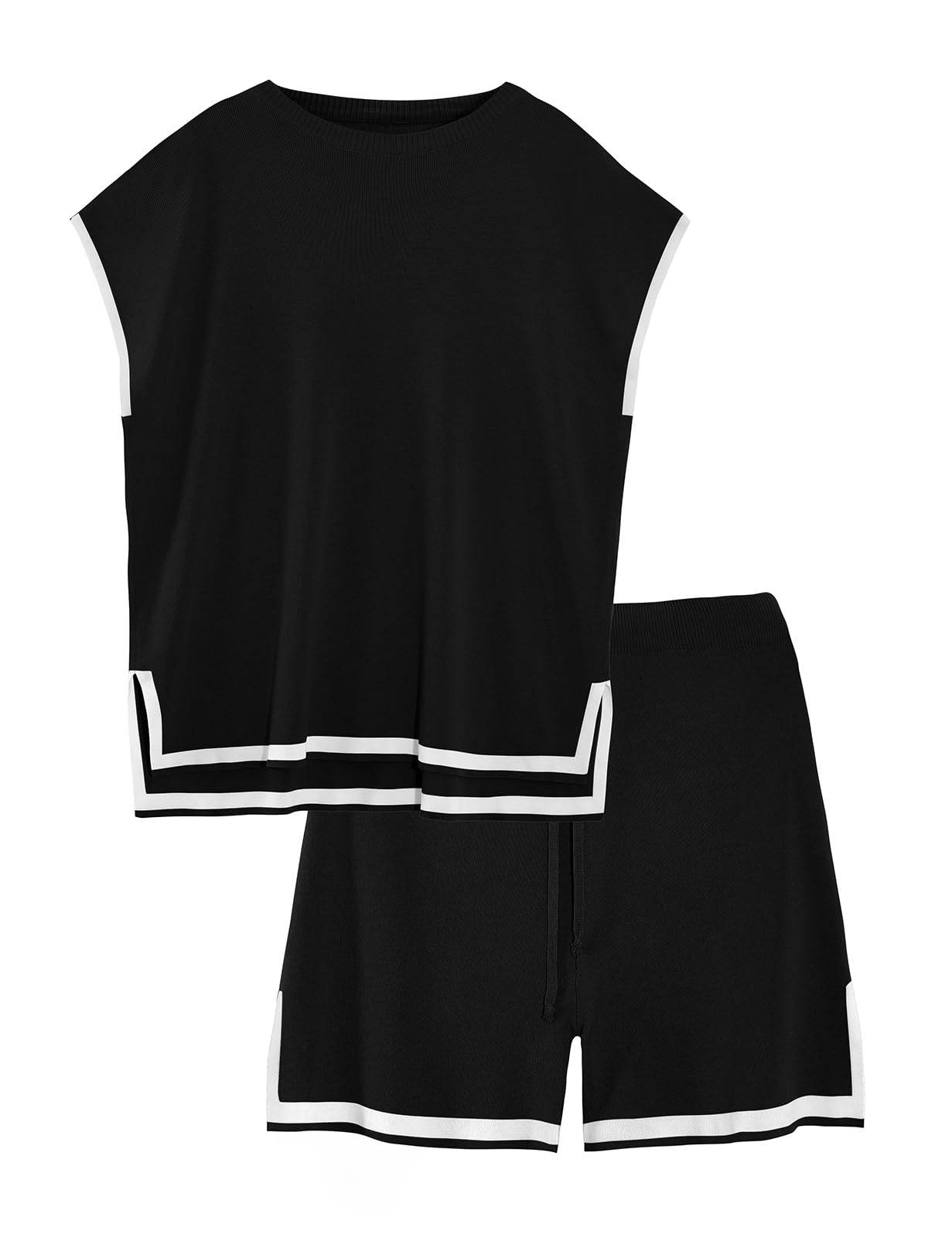 CMTOP Conjunto sin Mangas de 2 Piezas para Mujer Punto Mujer Color Sólido Casual Conjuntos Otoño Deportivo Suelto Conjuntos