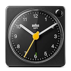 Klassischer analoger Reisewecker von Braun mit Schlummerfunktion und Licht, kompakte Größe, ruhiges Quarzuhrwerk, Crescendo-Alarm, schwarzes Modell BC02XB