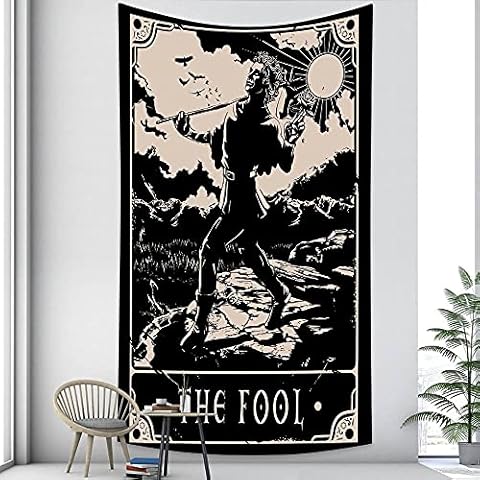 GGSDDU The Fool Tapestry Vintage Tarot Tapestry Medieval Europe Divination Tapestry Wall Hanging Tapestries Mysterious Wall Tapestry Home Decor,60" X 40" (150×100 cm) Cover