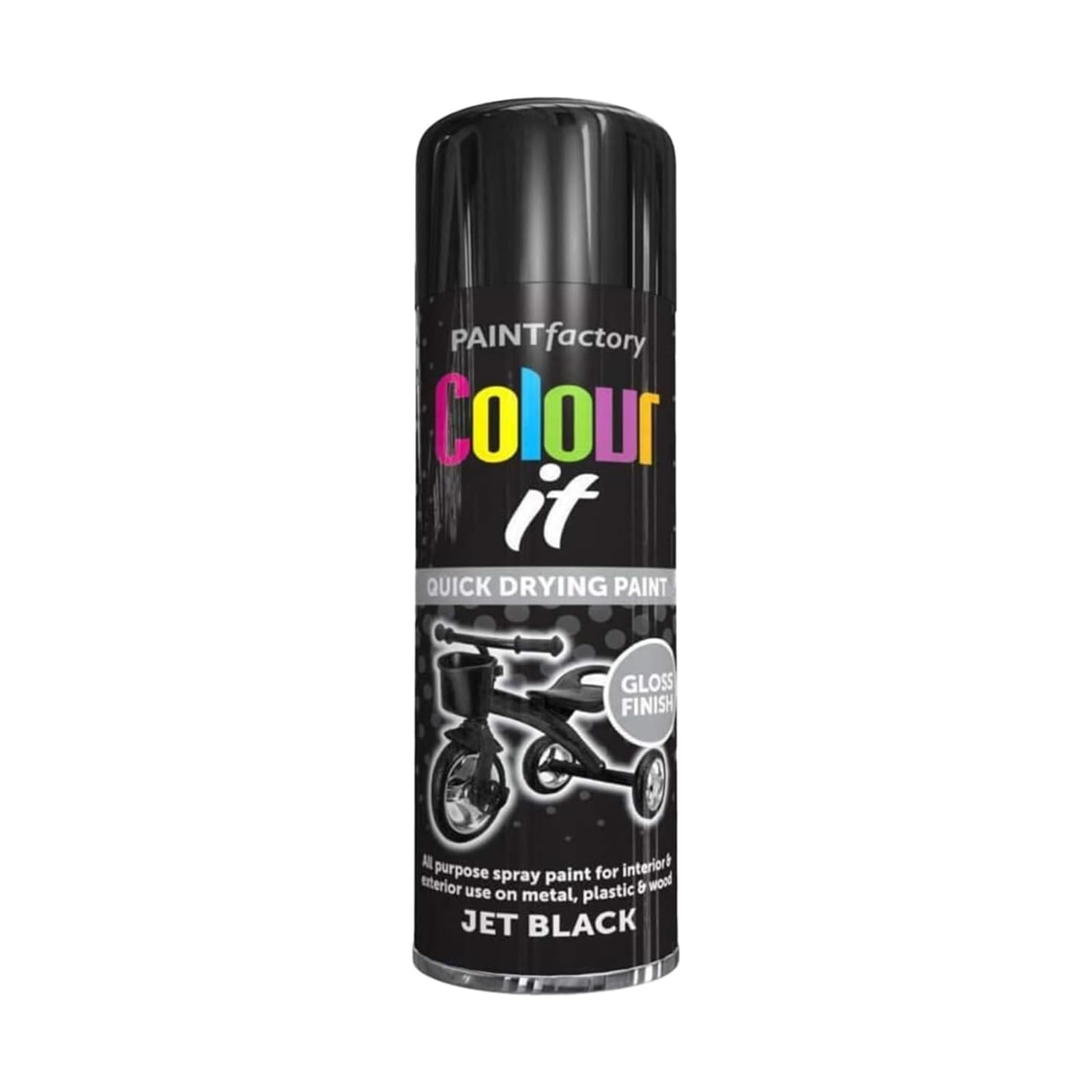 PNJB Paint Spray Can 250ml 'Black Gloss' General Purpose, Fast Dry Excellent Coverage Adhesion, Spray Paint For Metal, Plastic, Wood, Stone, Gloss Finish (Pack of 1)