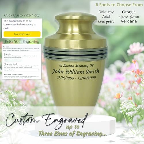 Image of Custom Engraved Momentful Life Revere Bronze Adult Urn - Bronze Cremation Urn