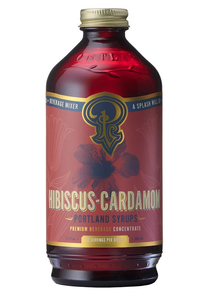 Portland Syrups Hibiscus Cardamom Syrup - Craft Exquisite Cocktails, Mocktails, Tea, Soda, Coffee Drinks, and More - 12 oz with 12 Servings (Pack of 1)