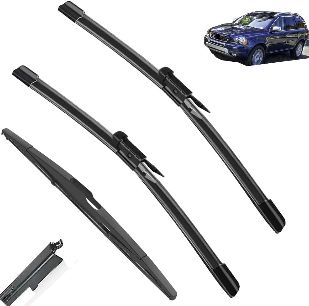 liuhuiffac Wiper Blade Set Front & Rear for Volvo XC90 2012-2014 | All Weather Windscreen Wiper Blades Replacement | with Specific Fitment | Pack of 3 (RHD)