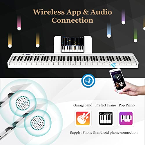 DREAMADE Clavier Électronique Pliable avec 88 Touches, Piano Numérique avec Sac de Rangement et Pupitre, Écran LCD et… - Les Beatles, Paul McCartney, John Lennon, RIngo Starr, George Harrison DREAMADE Clavier Électronique Pliable avec 88 Touches, Piano Numérique avec Sac de Rangement et Pupitre, Écran LCD et… – Image 4
