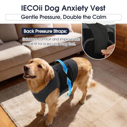 IECOii Adjustable Dog Calming Shirt,Anxiety Vest for Small Dogs Calm Suit for Dogs Soft Dog Anxiety Relief Jacket Lightweight Dog Coats for Stress Relief Thunderstorm Vet Visits(DarkGray,S) - Image 3