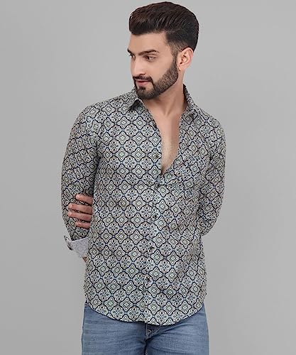 Image of TB Trybuy.in Retro Full Sleeve Casual Linen Printed Shirt for Men