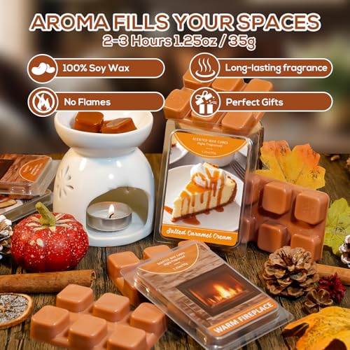 Image of SCENTORINI Wax Melts, 4 Salted Caramel Cream & 4 Warm Fireplace Scent