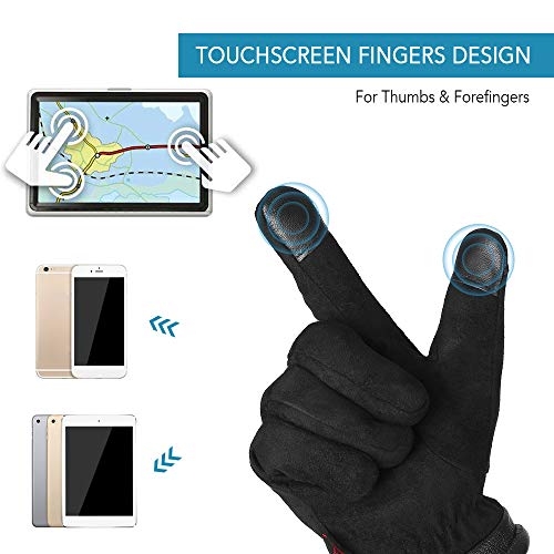 Luvas, Andoer Luvas com tela sensível ao toque, resistentes à água e à prova de vento, luvas térmica