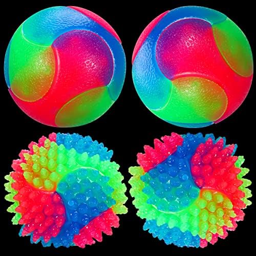 Chutoral 4 Pcs Light Up Dog Balls Glow in The Dark Dog Toys LED Flashing Ball Interactive Rubber Dog Balls Bounce-Activated Puppy Toys Elastic Toss Fetch Toys for Puppy, Cat, Dog Chewing Playing, 55mm