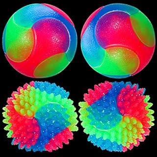 Chutoral 4 Pcs Light Up Dog Balls Glow in The Dark Dog Toys LED Flashing Ball Interactive Rubber Dog Balls Bounce-Activated Puppy Toys Elastic Toss Fetch Toys for Puppy, Cat, Dog Chewing Playing, 55mm