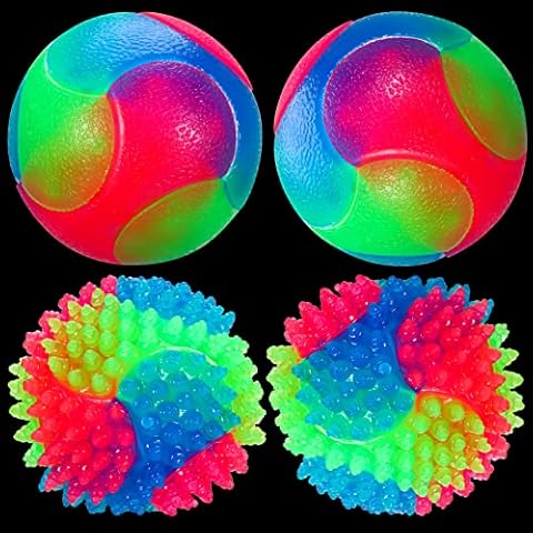 Chutoral 4 Pcs Light Up Dog Balls Glow in The Dark Dog Toys LED Flashing Ball Interactive Rubber Dog Balls Bounce-Activated Puppy Toys Elastic Toss Fetch Toys for Puppy, Cat, Dog Chewing Playing, 55mm Cover