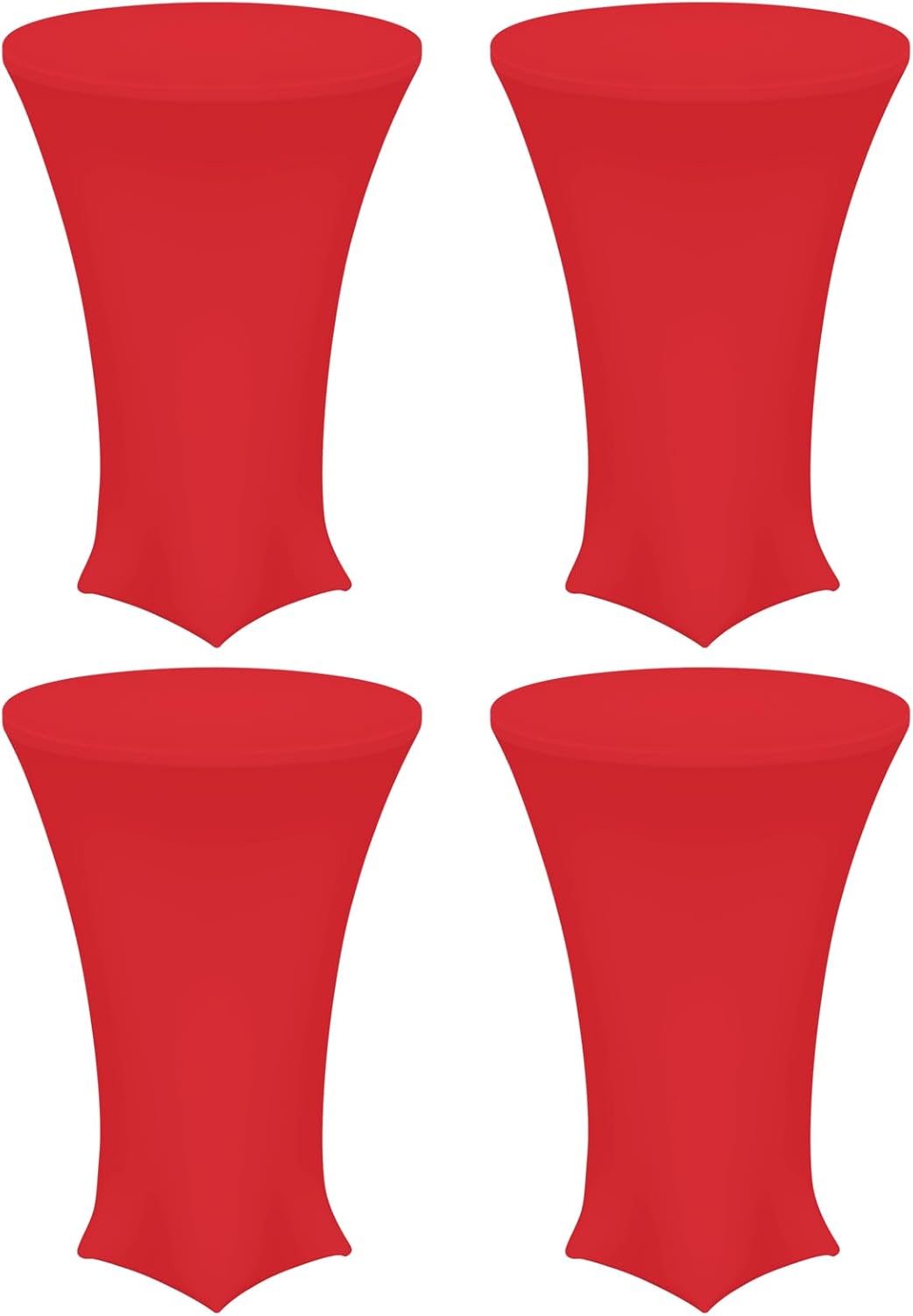 uxcell 4pcs Round Cocktail Tablecloth 24" x 43", Highboy Spandex Stretch Tablecloth Table Cover, Fitted High Top Table for Bar Wedding Party, (Red)