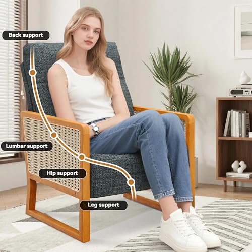 Sillón plegable gris con reposabrazos de ratán miniatura 6