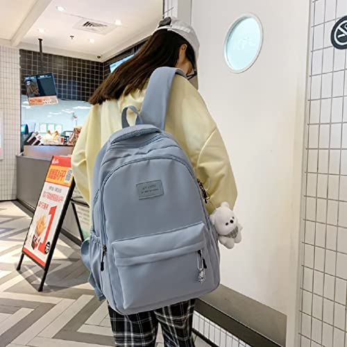 Cute Backpack Kawaii Backpack Aesthetic Supplies Cute Aesthetic Backpack for College Laptop Travel Supplies (Blue)2