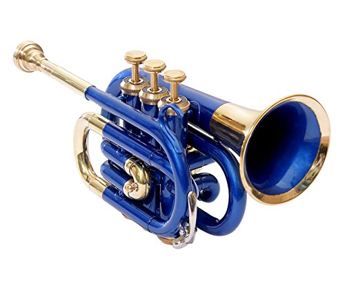 Shreyas Pocket Trumpet Bb Blue Brass Free Hard Case Mouthpiece