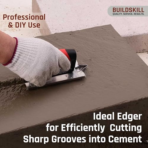 Image of BUILDSKILL middle groover concrete edger tool | high-quality concrete edging towel with ergonomic rubber handle | durable carbon /stainless steel blade | ideal for construction and concrete projects