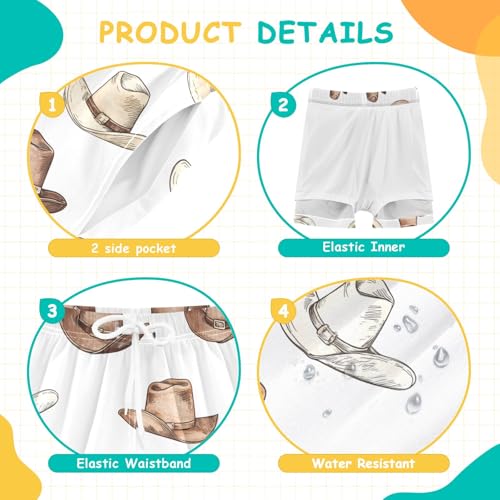 Bolaz Toddler Boys Swimwear Swim Trunks with Compression Liner 4T Cowboy Hat4