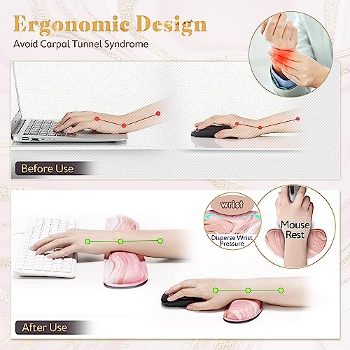 Image of Gimars Upgrade Enlarge Gel Memory Foam Set Keyboard Wrist Rest Pad, Comfortable Ergonomic Design for Easy Typing Pain Relief, Firm Mouse Wrist Cushion Support for Office, Computer, Laptop, Mac