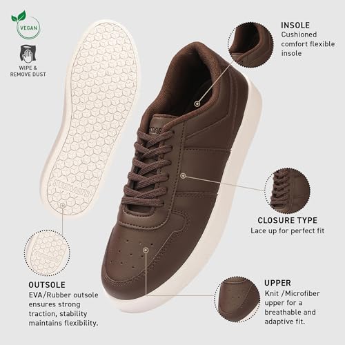 Image of Neeman's Men's Mono Court Sneakers | Lightweight Synthetic Casual Shoes with Cushioned EVA Sole | Flexible Walking & Everyday Comfort Sneakers