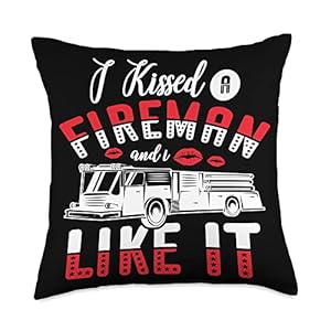 Women Firefighter Wife Gift Fireman Fire Rescue I Kissed A Fireman and I Like It Firefighter Girlfriend Throw Pillow…