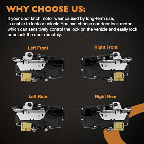 Image of Door Latch Lock Actuator Motor Compatible with Chevy Suburban Tahoe Avalanche Silverado GMC Sierra Yukon Cadillac Escalade 2007-2009 4pcs Latch Lock Kit Replaces 931-303 931-304 931-108 931-109