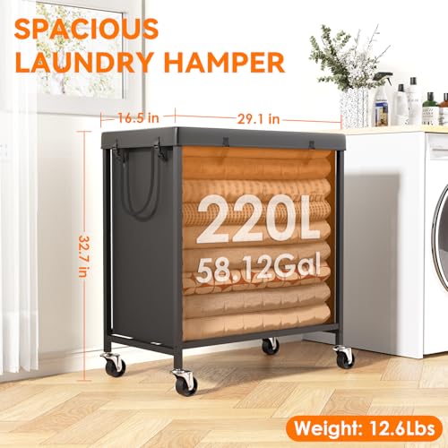 Heavy-Duty-220L-Laundry-Hamper-Laundry-Basket-Oxford-Fabric-with-Wheels-Large-Capacity-Metal-Frame-Designed-Laundry-Clothes-Organizer-for-Laundry-Room-Bathroom