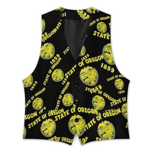 O-regon State Flag Trendy Vest Suit for Men V Neck Formal Dress Waistcoat Vests Business Slim Fit2