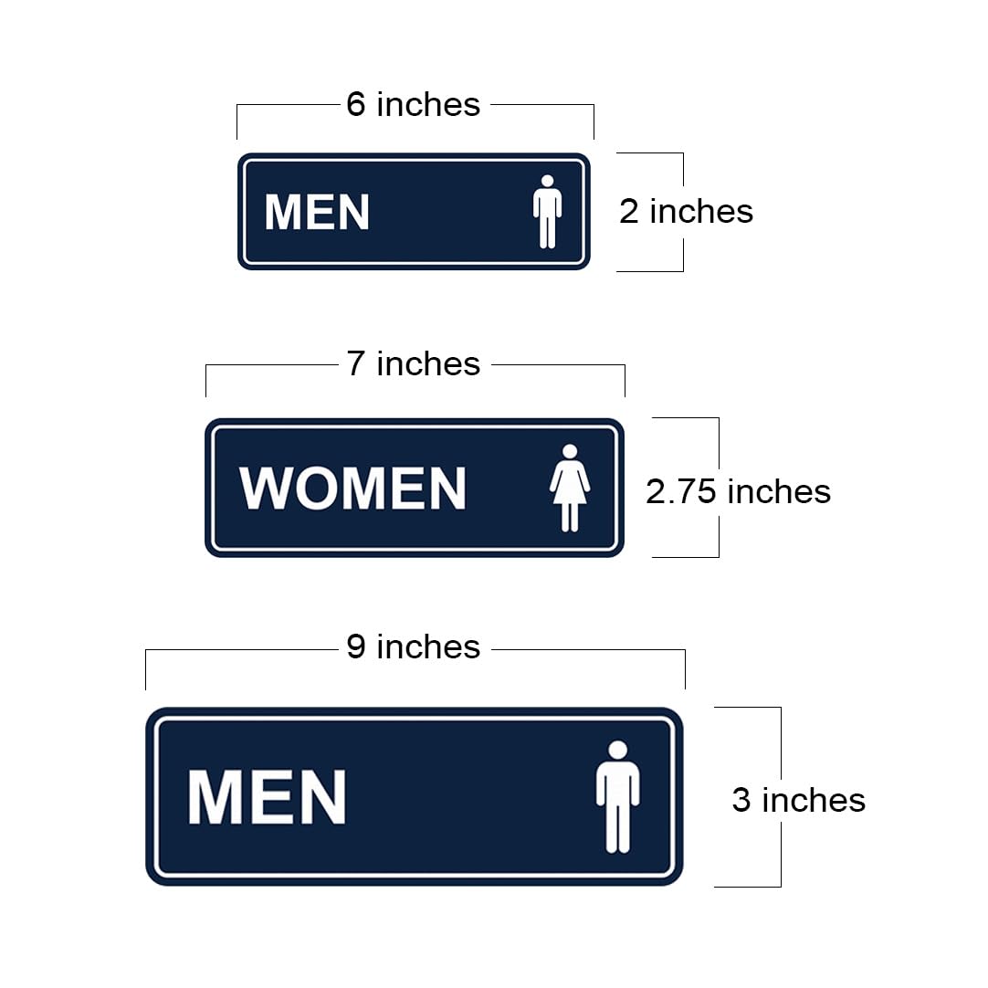 Letrero estándar para baño para hombres y mujeres (juego de 2) – Oro cepillado – Tamaño mediano, paquete de 5 (10 piezas)