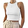 Meladyan-Womens-Round-Neck-Basic-Racerback-Camisole-Rib-Knit-Solid-Sleeveless-Crop-Tank-Tops Meladyan Women's Round Neck Basic Racerback Camisole Rib-Knit Solid Sleeveless Crop Tank Tops