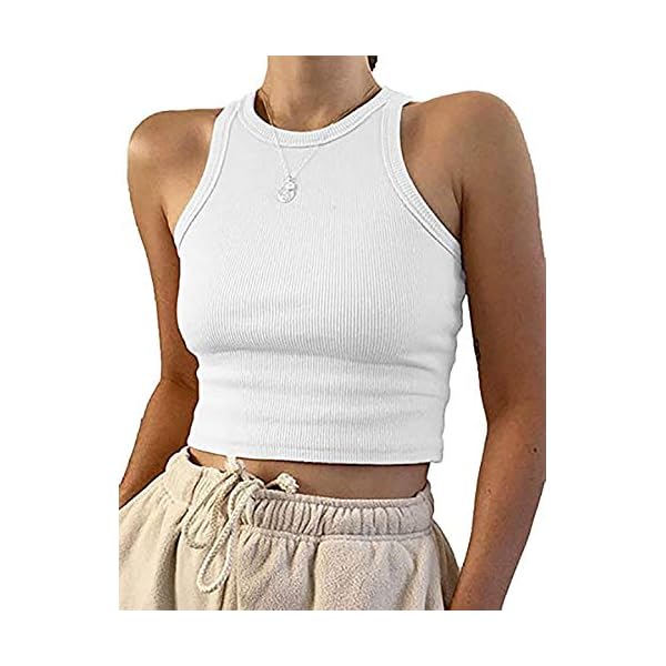 Meladyan-Womens-Round-Neck-Basic-Racerback-Camisole-Rib-Knit-Solid-Sleeveless-Crop-Tank-Tops Meladyan Women's Round Neck Basic Racerback Camisole Rib-Knit Solid Sleeveless Crop Tank Tops