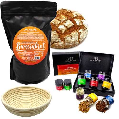Hallingers Genuss Manufaktur Natürliche Brotbackmischung frisch aus der Mühle im Komplett-Set