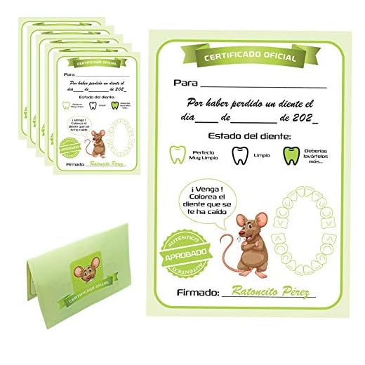 Myfuturshop® Carta ratoncito Pérez Certificado de Diente Limpio 10 Unidades. Regalo Original para niño y niña.