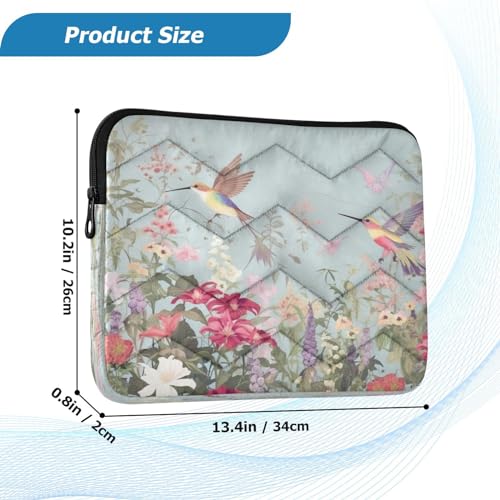 Funda para portátil de 13-14 pulgadas con diseño de flores y colibríes miniatura 3
