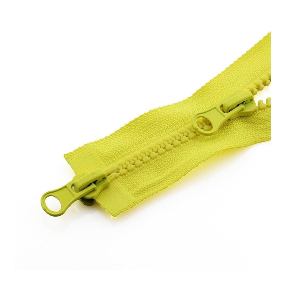 VONCYKI 5PCS 5# Two Way Chunky Zip Portable Plastic Teeth Zipper 90cm Resin Zipper Double Slider Open End Jacket Long Zips(Yellow)