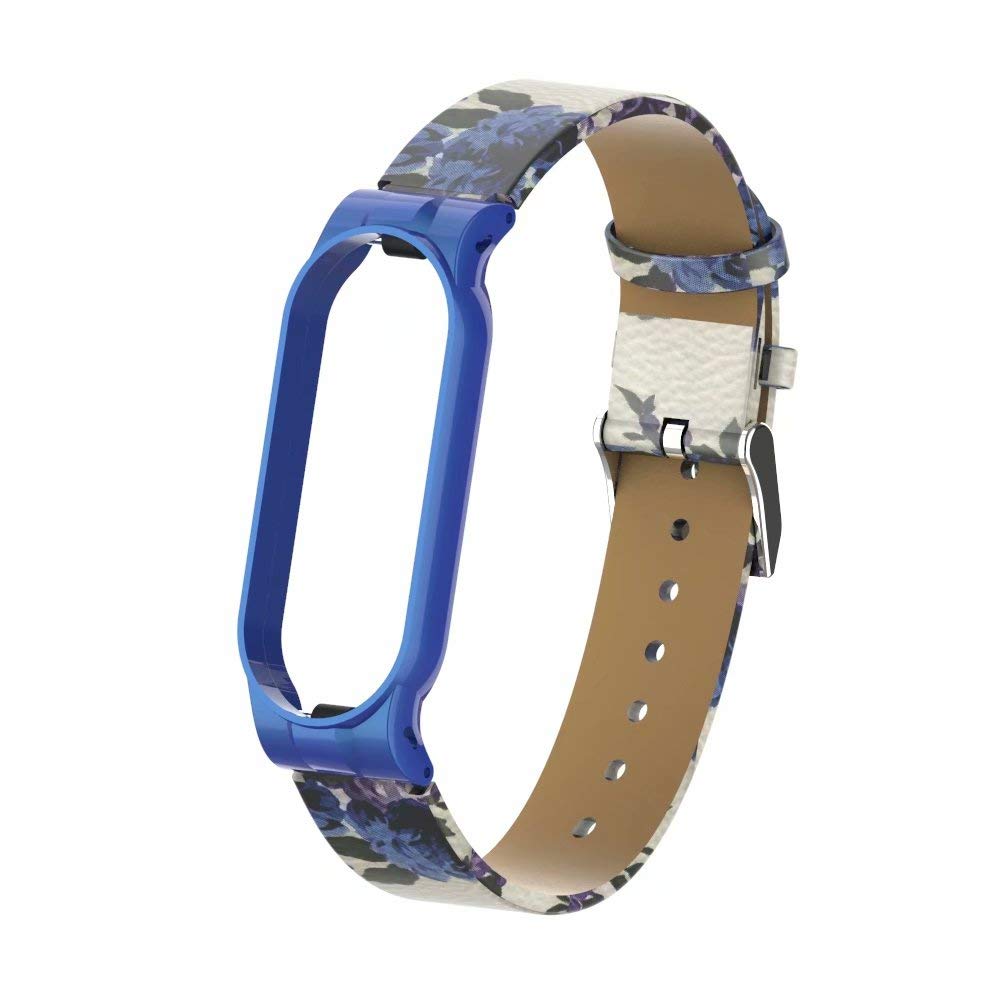 T-BLUER Compatible with Xiaomi Mi Band 5/Mi Band 6 Band,Replacement Wrist Leather Strap Wirstband with Metal Frame for Xiaomi Mi Band 5/6 Smart Bracelet Accessories