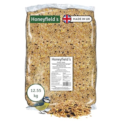 Honeyfields - Wild Bird Food for Outside Birds Simply Seeds Mix with Cereals High in Energy Protein and Essential Oils Suitable for Year-Round Feeding Bulk Bag (12.55kg)