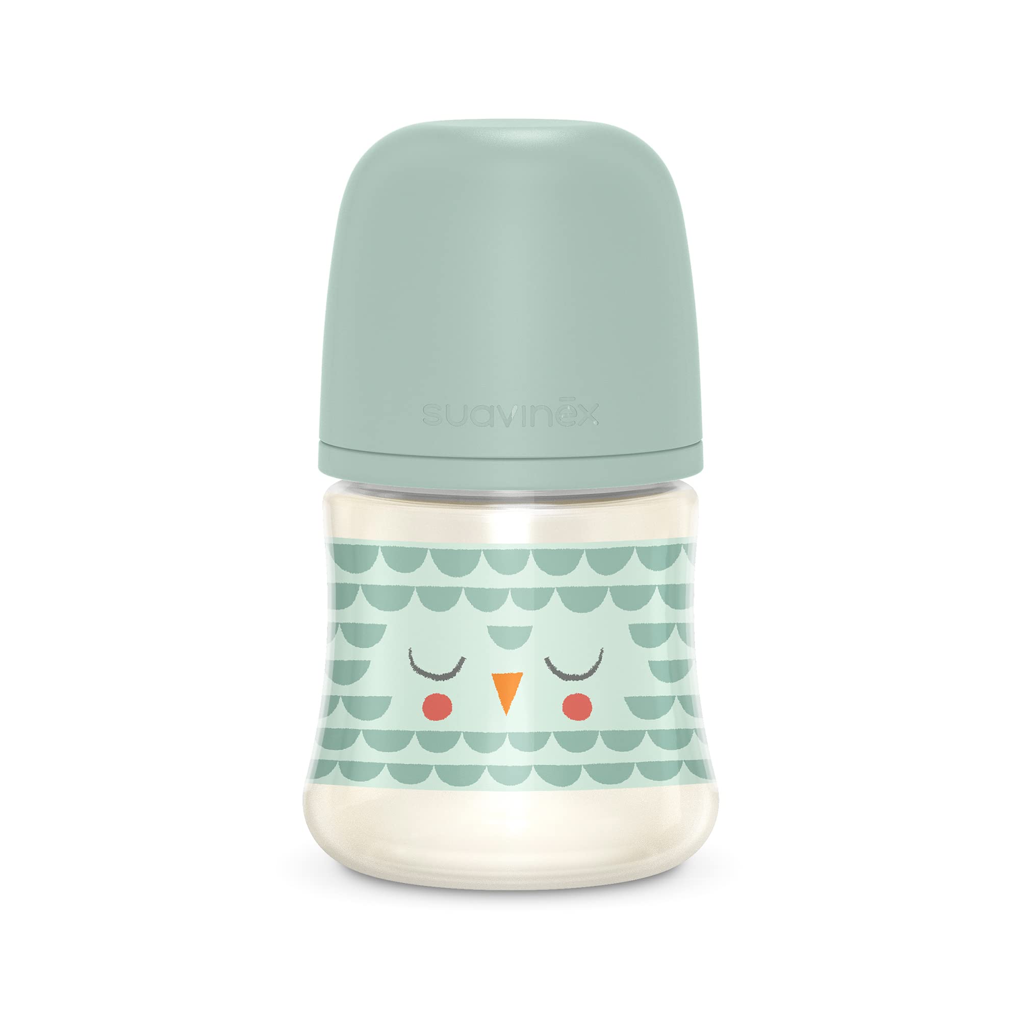 Suavinex, Biberon da 150 ml, Premium con Tettarella Simmetrica SX Pro in Silicone, con valvola anticolica, Flusso Lento, ottime dalla nascita 0+ Bonhomia, Verde