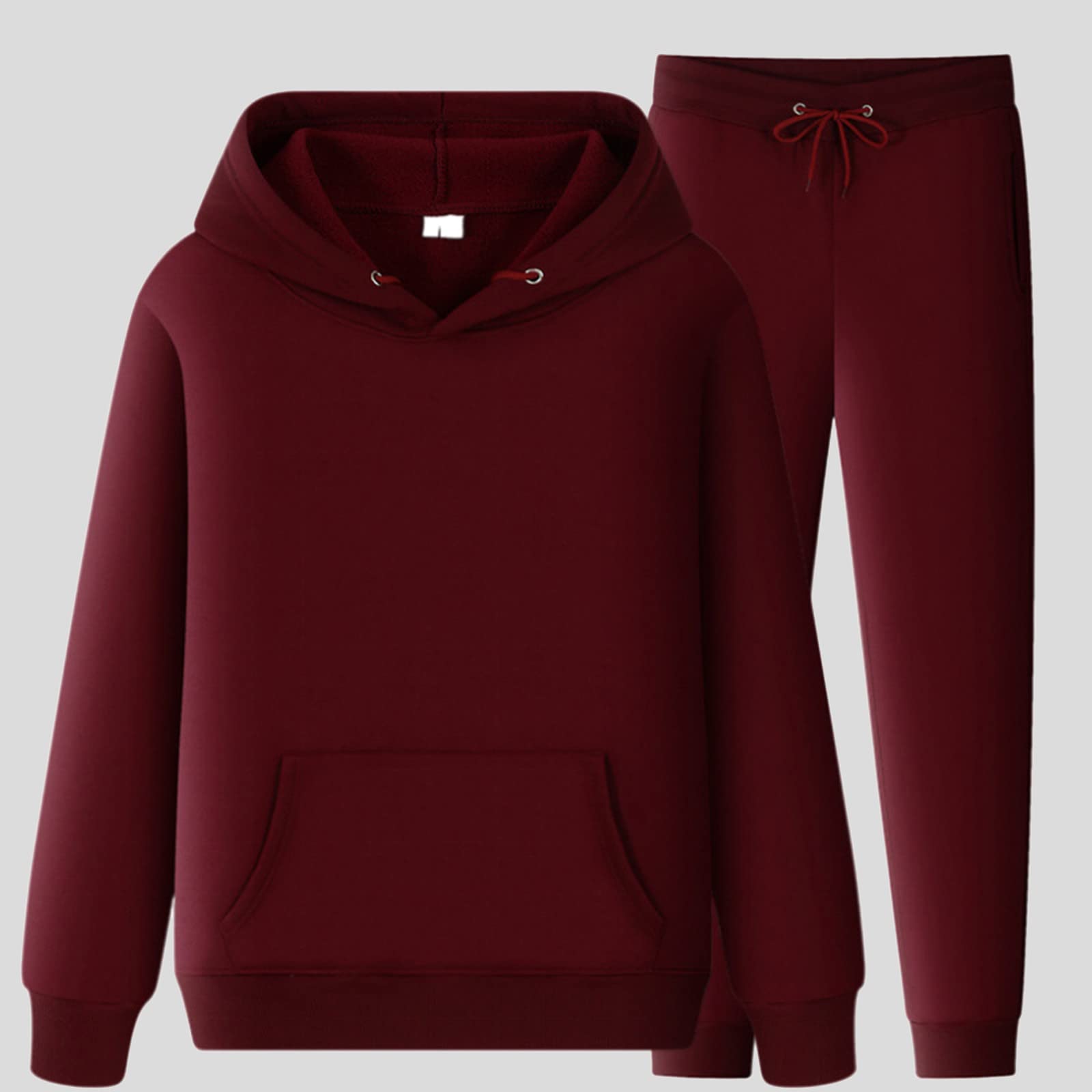 Tuta sportiva da uomo e da donna, per il tempo libero, in tinta unita, con cappuccio, con nappe, tuta sportiva classica per uomo