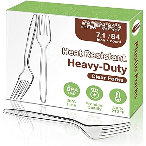 84 Count 7.1 Inch Heavy Duty Plastic Forks Cover